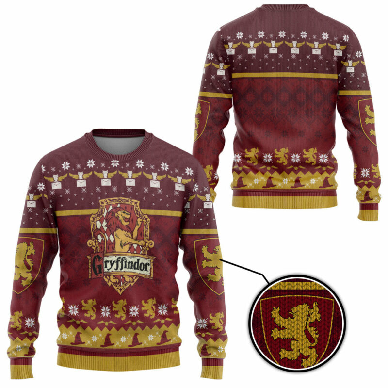 3D H.P Gryffindor Ugly Christmas Ver 1 Custom Ugly Sweater