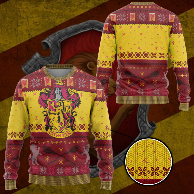 3D H.P Gryffindor Ugly Christmas Ver 2 Custom Ugly Sweater