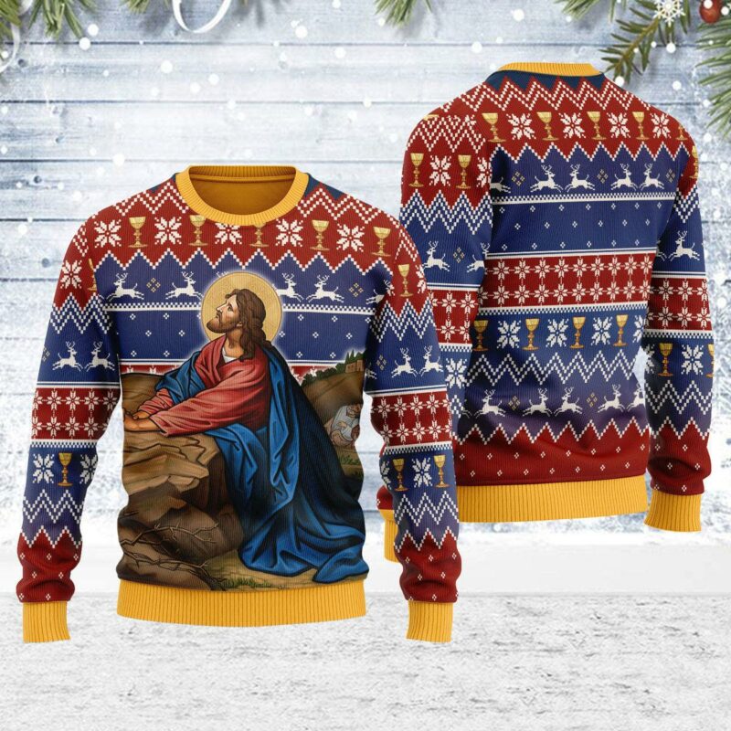 Prayer in the Garden Artwork Christmas Sweater