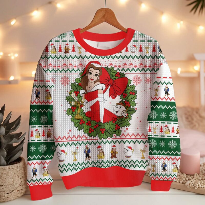 Bella Beauty and the Beast Disney Princess Christmas Ugly Sweater