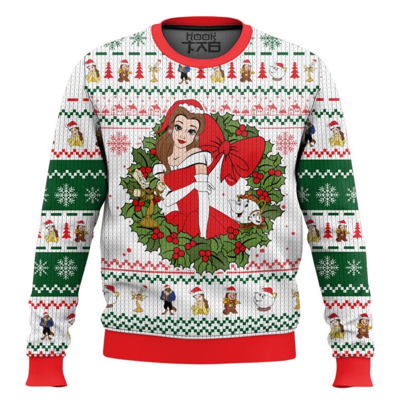 Bella Beauty and the Beast Disney Princess Christmas Ugly Sweater