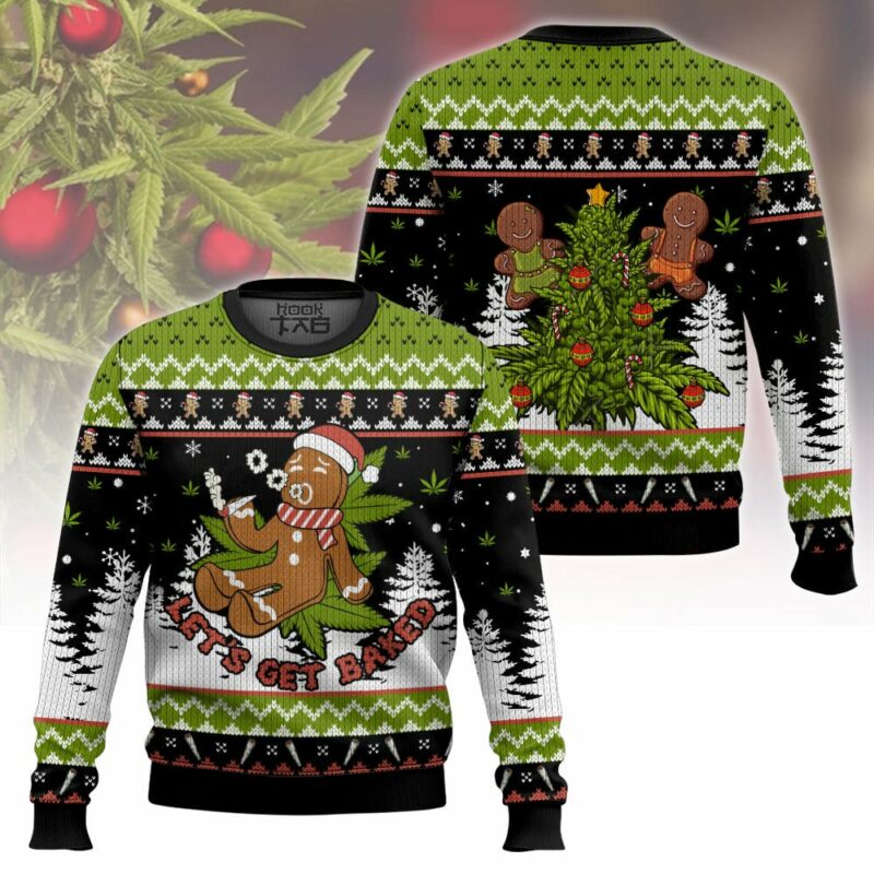 Let's Get Baked 420 Marijuana Christmas Ugly Sweater