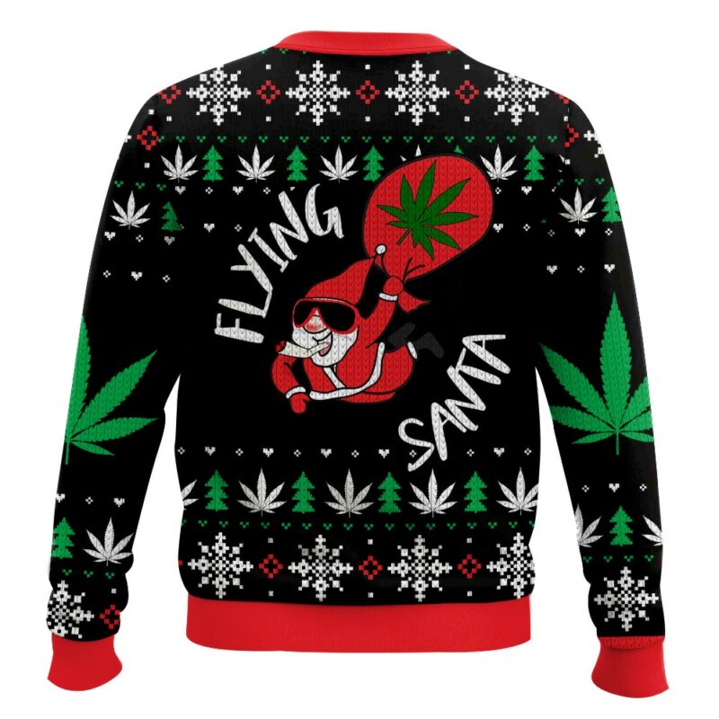 Flying Santa 420 Christmas ugly sweater