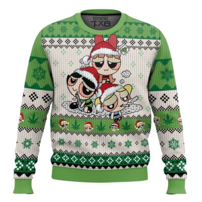 The Nauty Power Puff Girls 420 Christmas Ugly Sweater