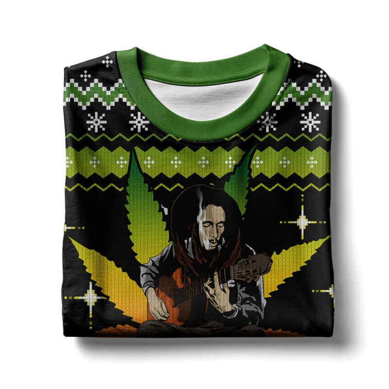 Bob Marley 420 Three Little Birds Christmas Ugly Sweater