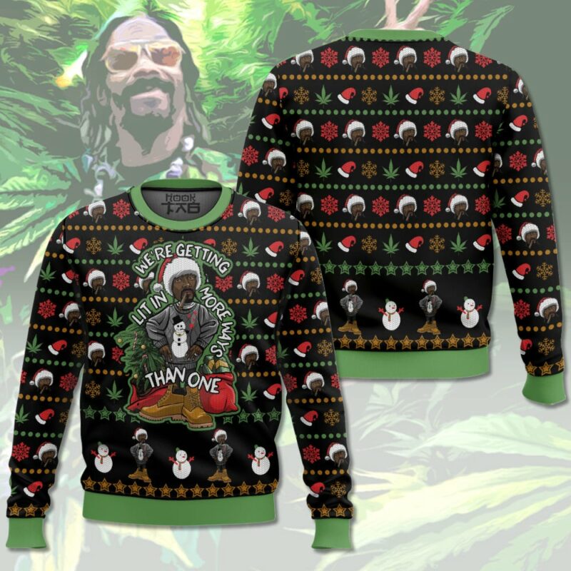 Snoop Dogg "This holiday season, we’re getting lit in more ways than one" Christmas 420 Ugly Sweater