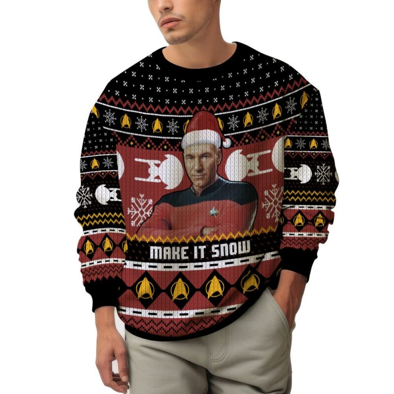 Captain Picard, ST "Make it Snow" Christmas Ugly Sweater