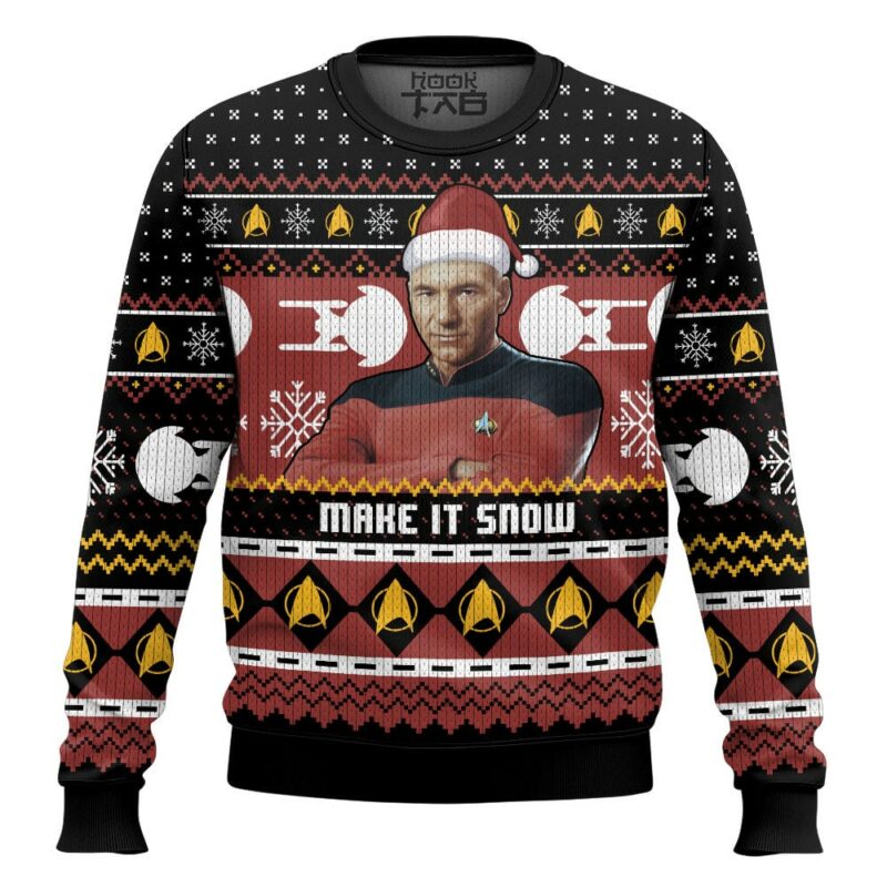 Captain Picard, ST "Make it Snow" Christmas Ugly Sweater