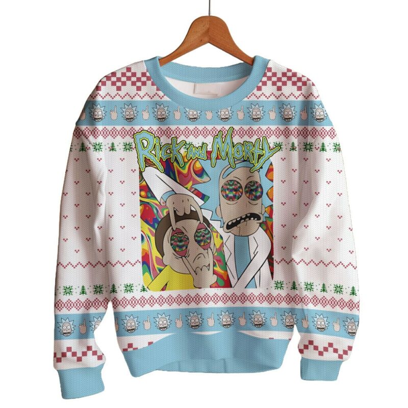 Rick and Morty in Mushroom Tripping Ugly Sweater