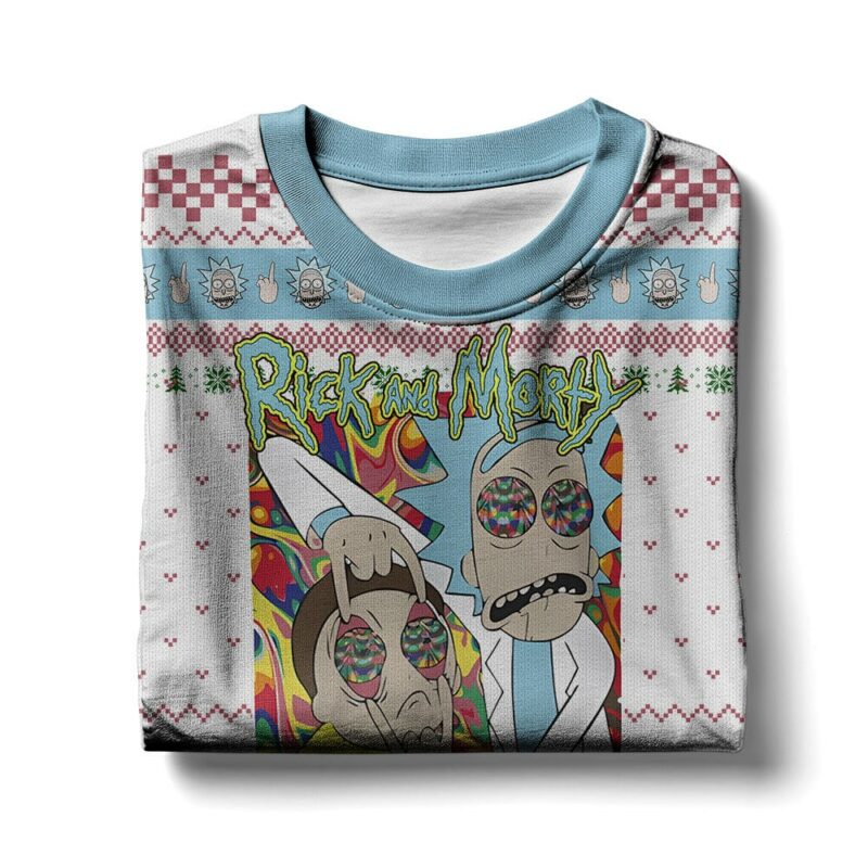 Rick and Morty in Mushroom Tripping Ugly Sweater