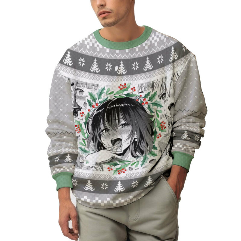 Ahegao Manga Girl Christmas Ugly Sweater