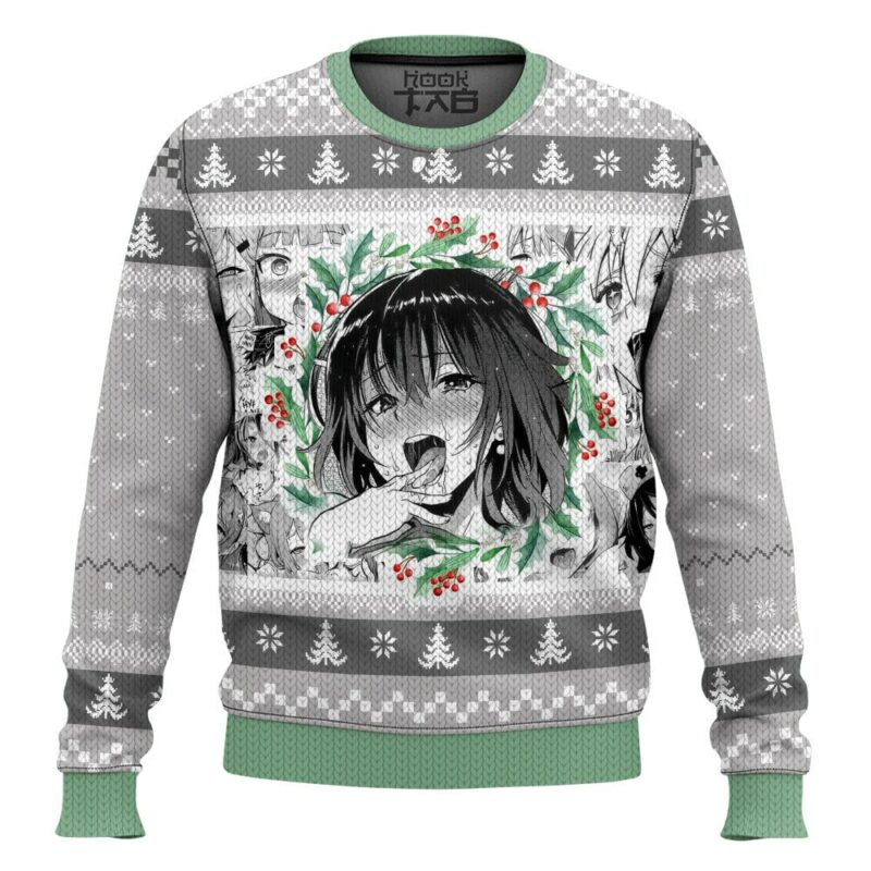 Ahegao Manga Girl Christmas Ugly Sweater