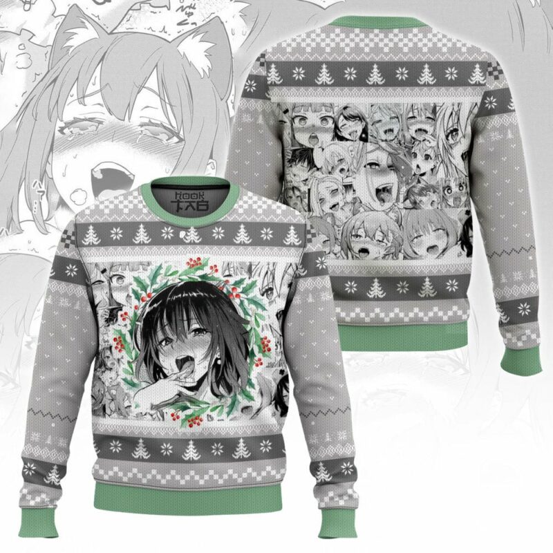 Ahegao Manga Girl Christmas Ugly Sweater