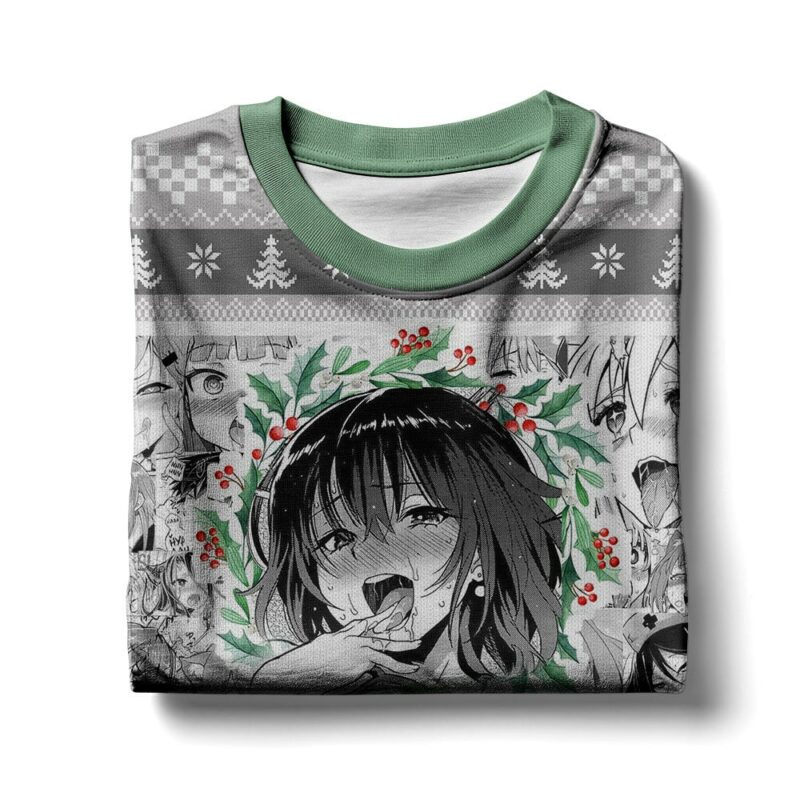 Ahegao Manga Girl Christmas Ugly Sweater