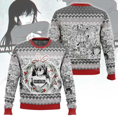 Waifu Material Christmas Ugly Sweater