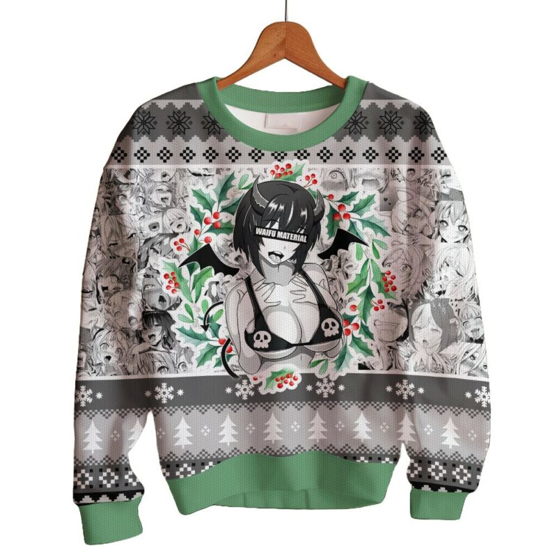 Waifu Material Succubus Ahegao Ugly Sweater