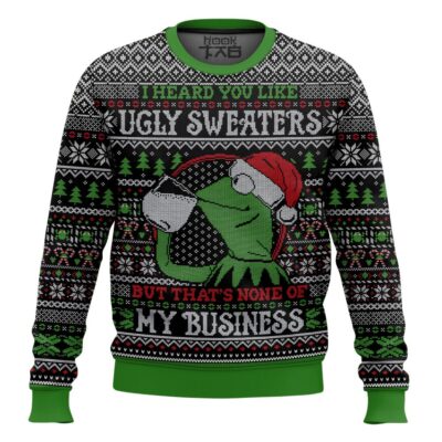 Kermit the Frog None of my Business Christmas Ugly Sweater