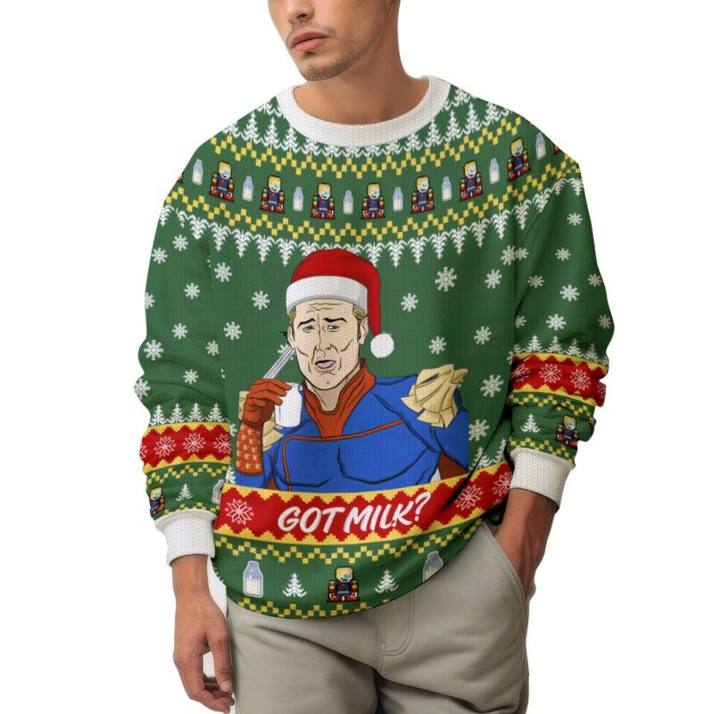 The Boys meme "Homelander Want Milk?" Christmas Ugly Sweater