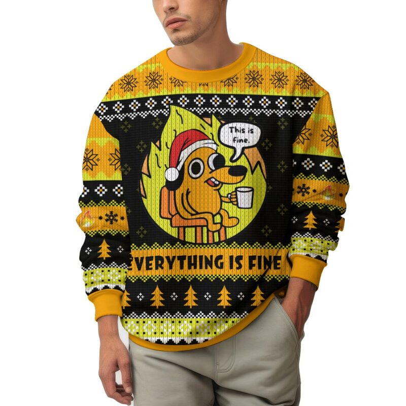 This is Fine Meme Christmas Ugly Sweater