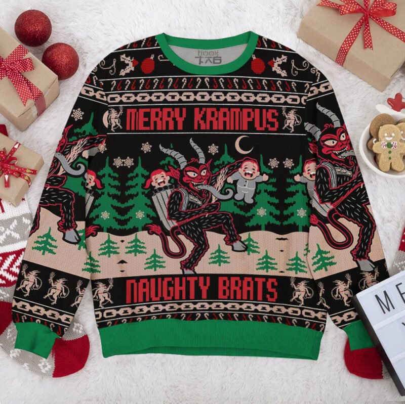 Merry Krampus Naughty Brats Christmas Ugly Sweater