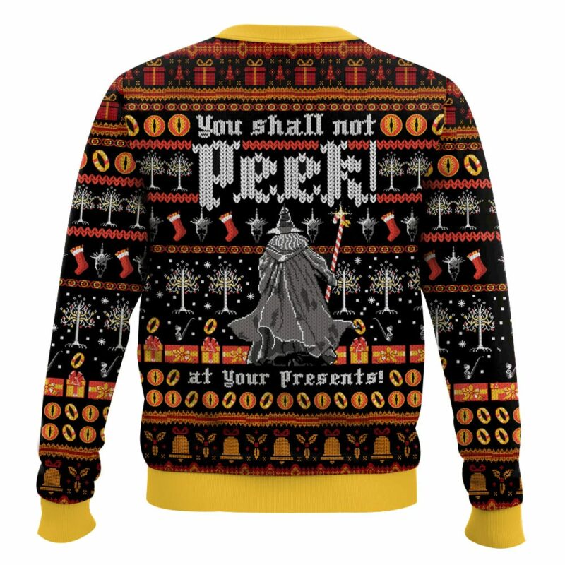 Lord of the Ring, You shall not peek at your Presents Christmas Ugly Sweater