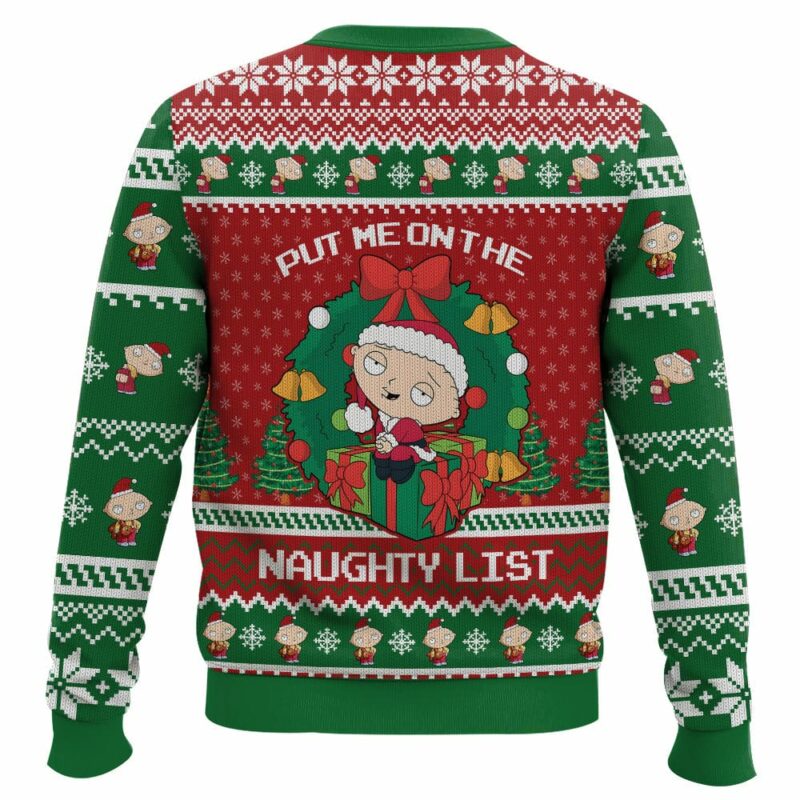 Stewie Family Guy "Put Me on the Naughty List" Christmas Ugly Sweater