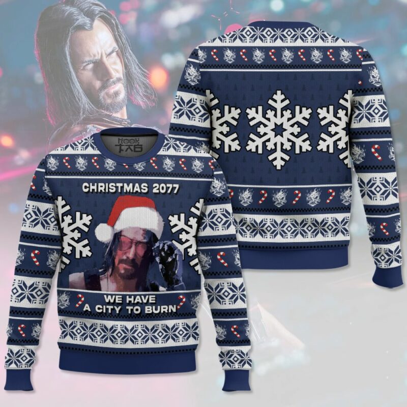 Keanu Reeves, Cyberpunk 2077, Christmas Ugly Sweater