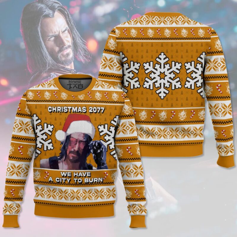 Keanu Reeves, Cyberpunk 2077, Christmas Ugly Sweater