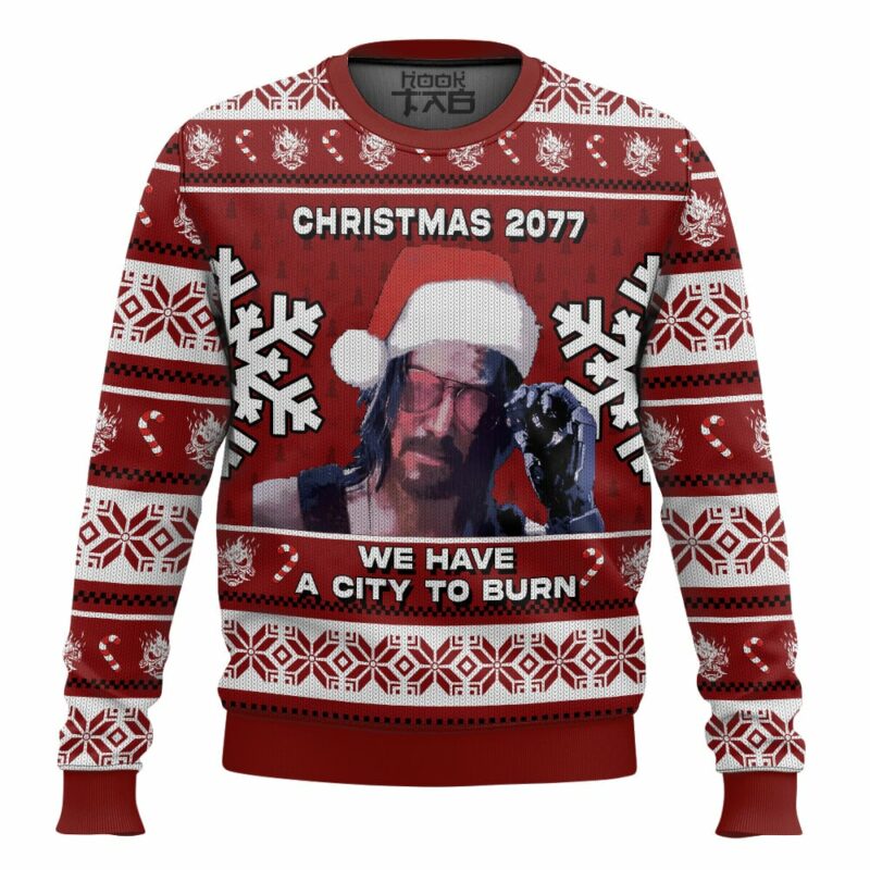 Keanu Reeves, Cyberpunk 2077, Christmas Ugly Sweater