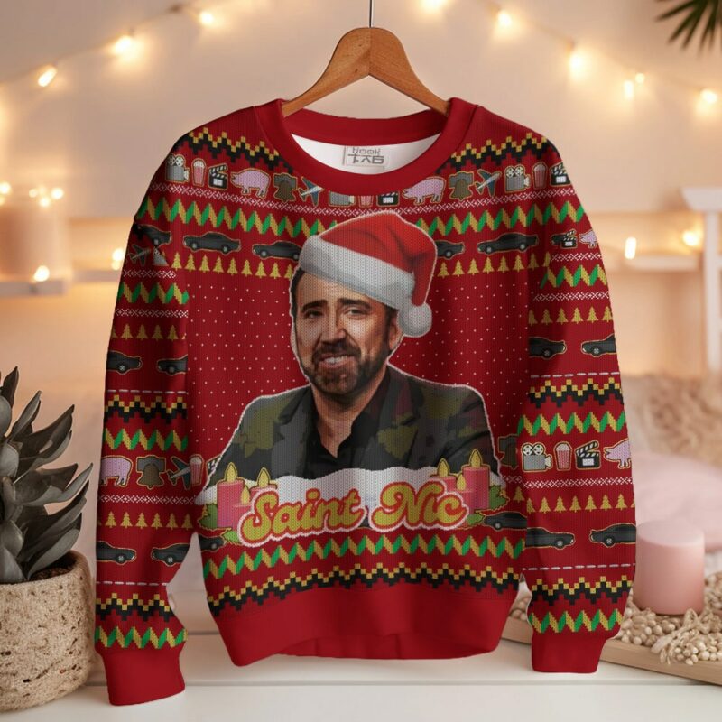 Nicolas Cage, Jolly Old Saint Nic, Christmas Ugly Sweater