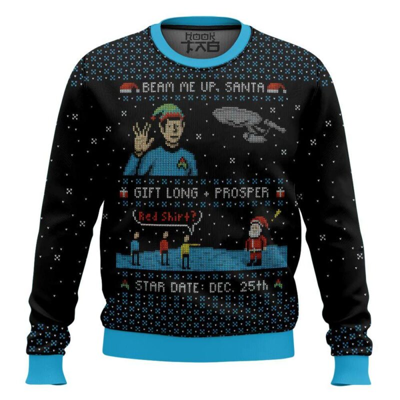 ST, Beam Up Santa Christmas Ugly Sweater