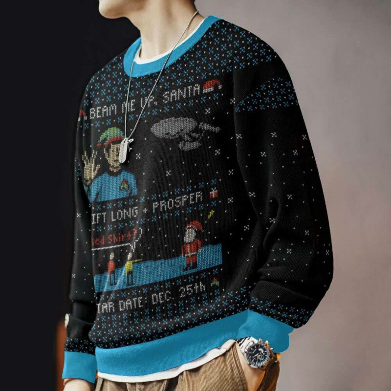 ST, Beam Up Santa Christmas Ugly Sweater