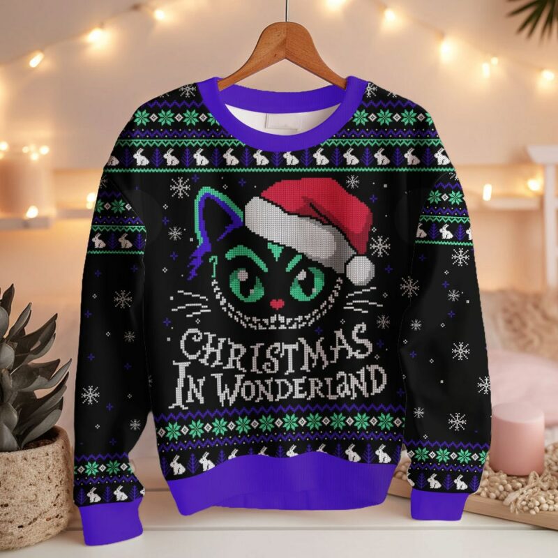 The Cheshire Cat, Christmas In Wonderland, Christmas Ugly Sweater