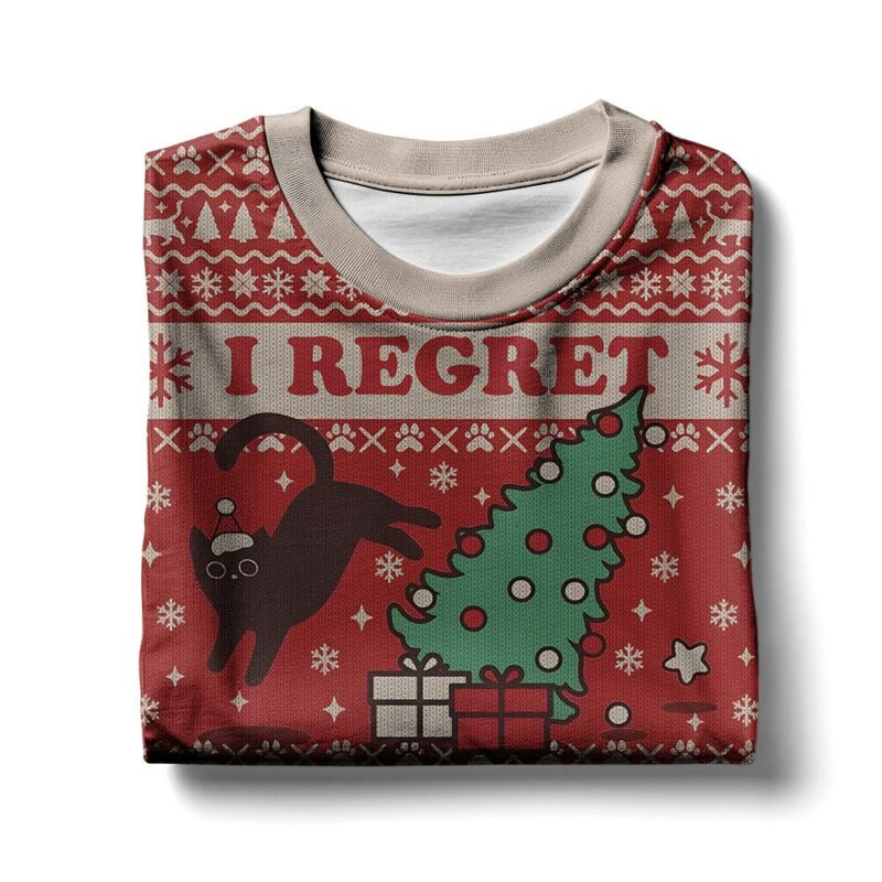 On The Naughty List And I Regret Nothing Cat Christmas Ugly Sweater