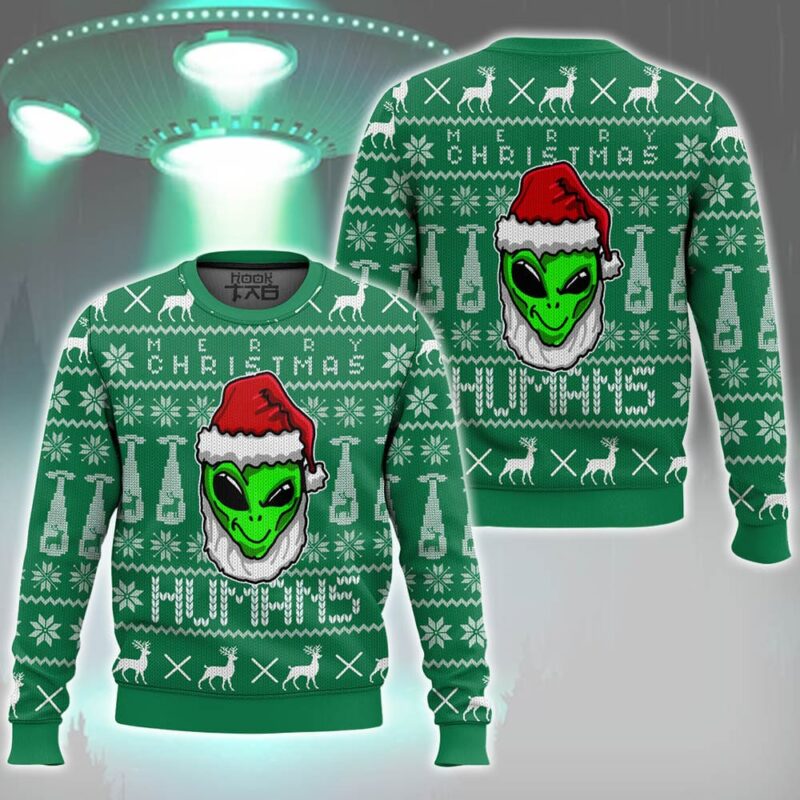 Merry Christmas Human, Alien Ugly Christmas Sweater