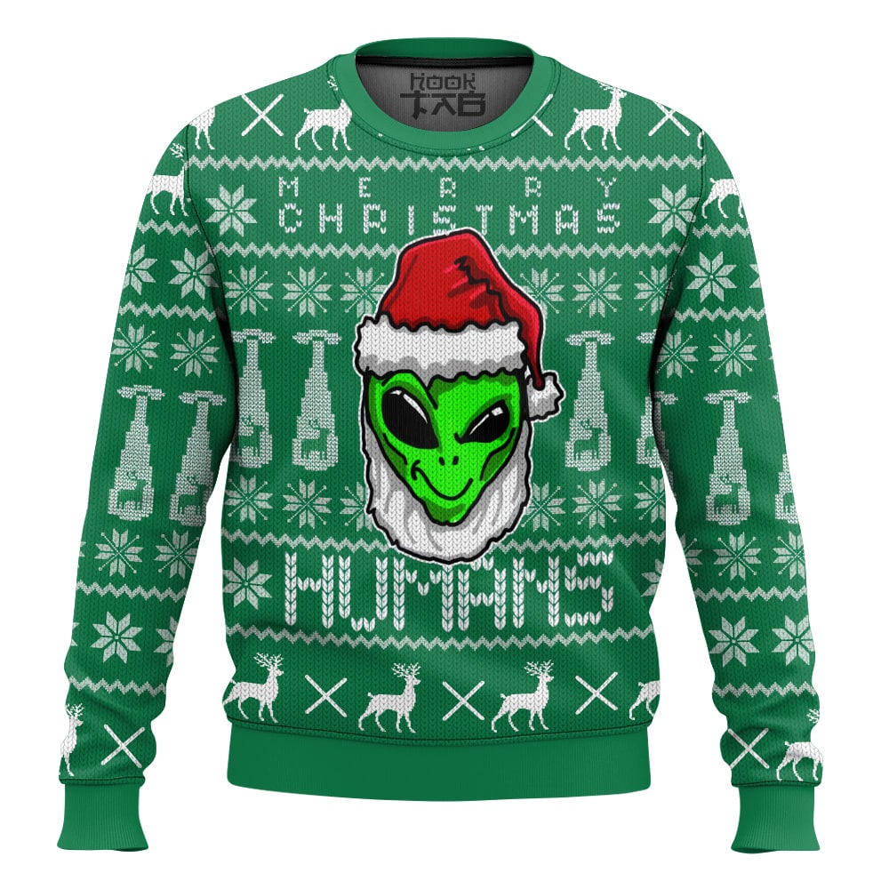 Merry Christmas Human, Alien Ugly Christmas Sweater