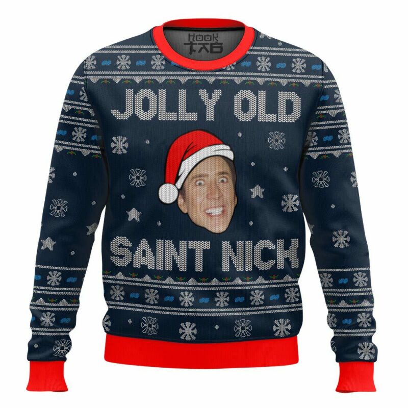 Jolly Old, Saint Nick, Nicolas Cage Christmas Ugly Sweater