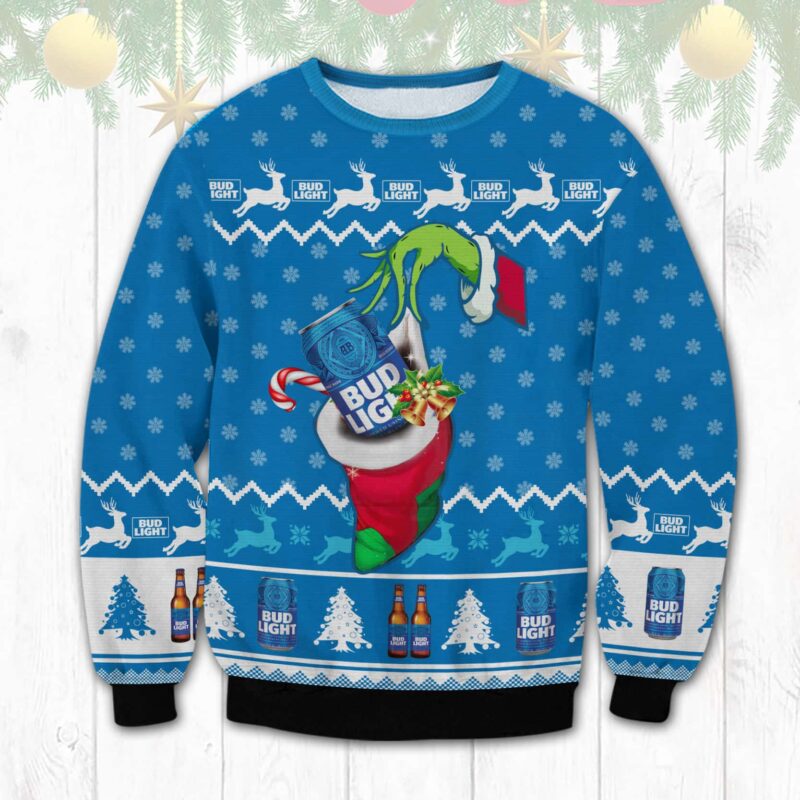 Bud Light Grinch Hand Ugly Sweater