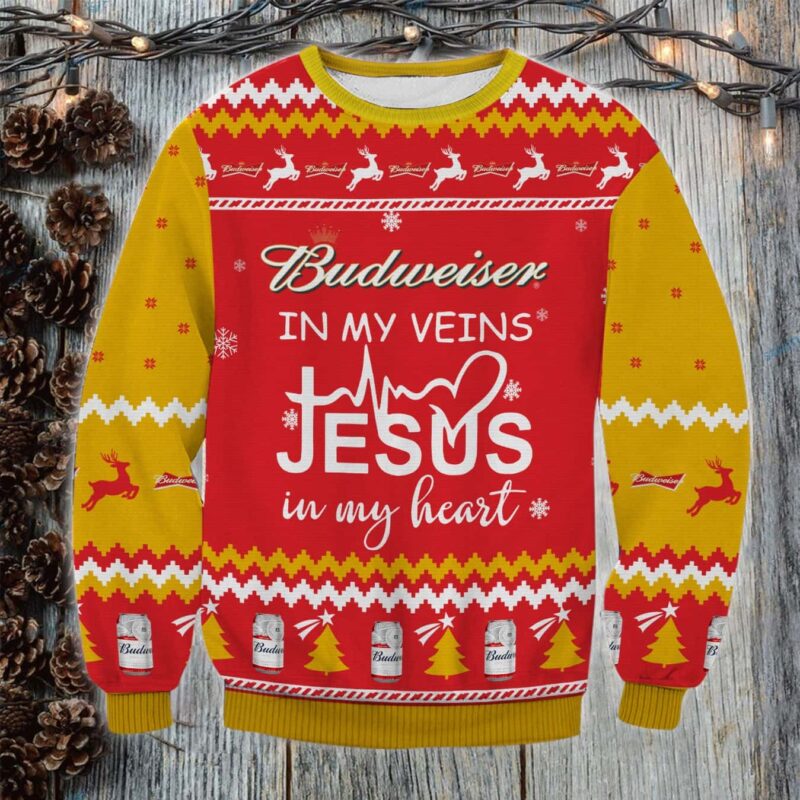 Budweiser In My Vein Ugly Sweater