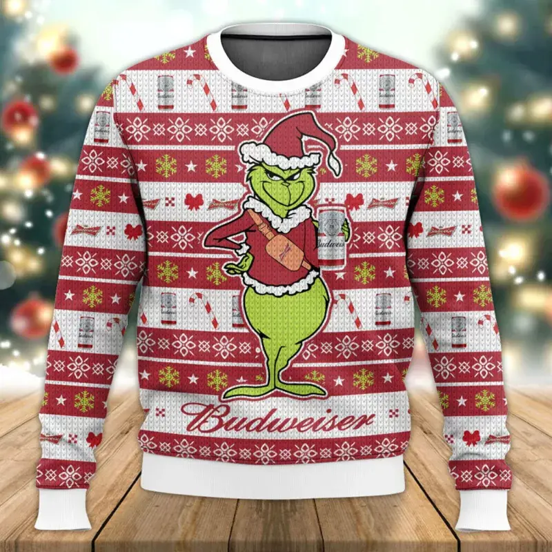 Budweiser Grinch Ugly Sweater