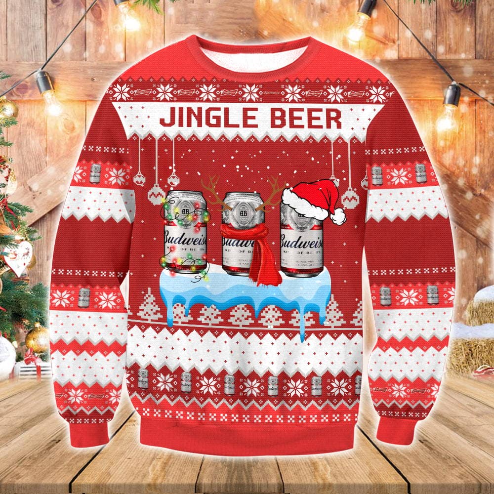 Budweiser Jingle Beer Ugly Sweater HookTab