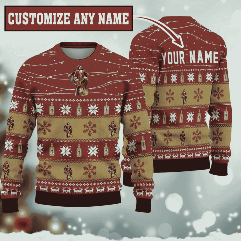 Personalized Captain Morgan Twinkle Light Ugly Christmas Sweater