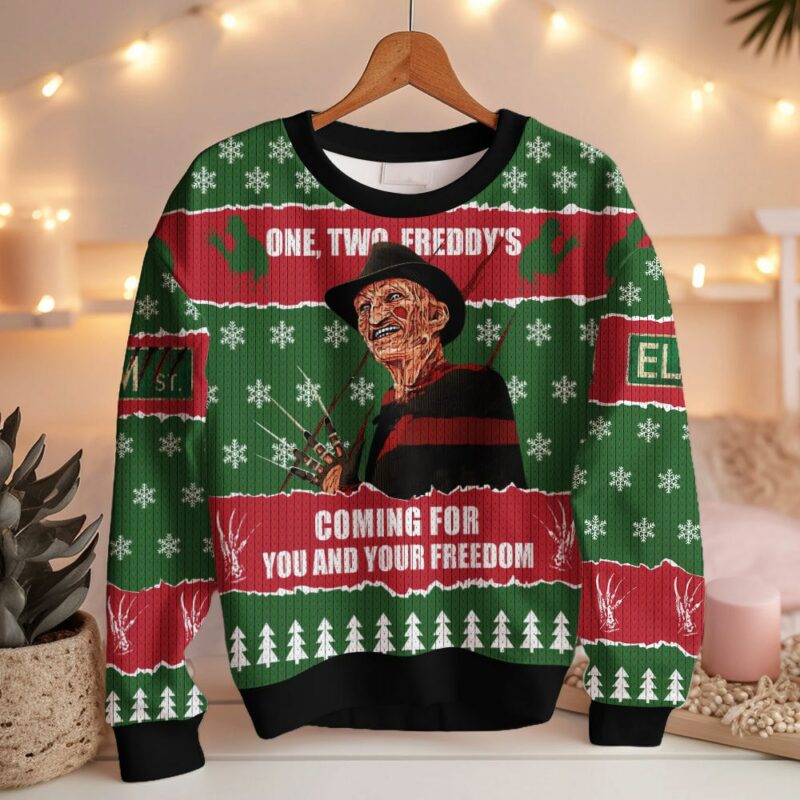 One, Two, Freddy’s Coming for You and Your Freedom Ugly Sweater