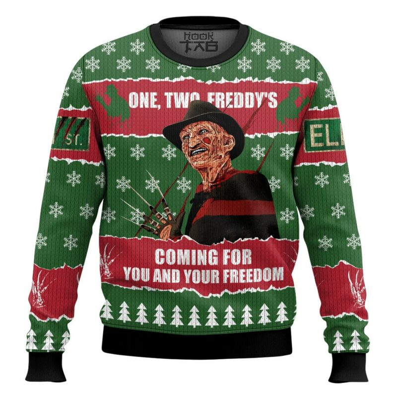 One, Two, Freddy’s Coming for You and Your Freedom Ugly Sweater