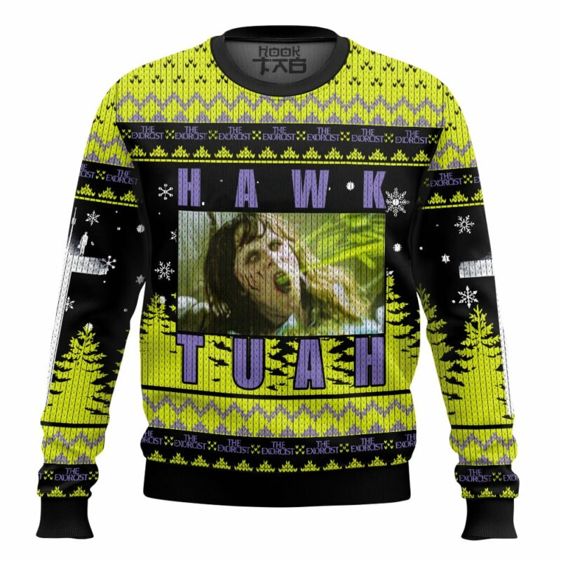 Hawk Tuah The Exorcist Horror Ugly Sweater