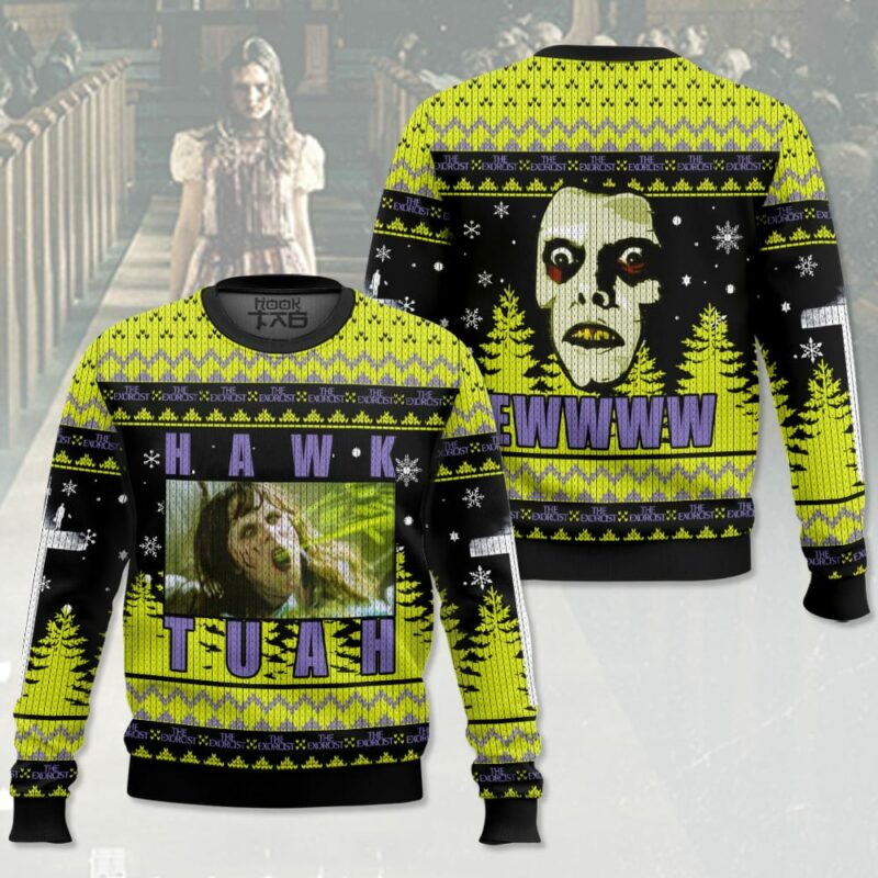 Hawk Tuah The Exorcist Horror Ugly Sweater