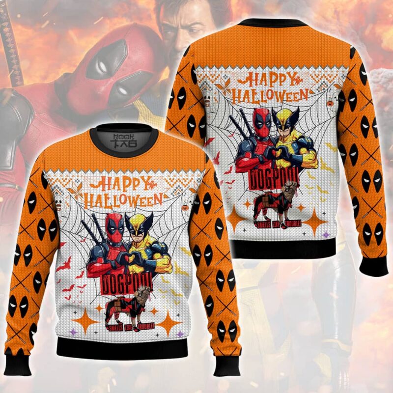 Deadpool Wolverine Halloween Ugly Sweater