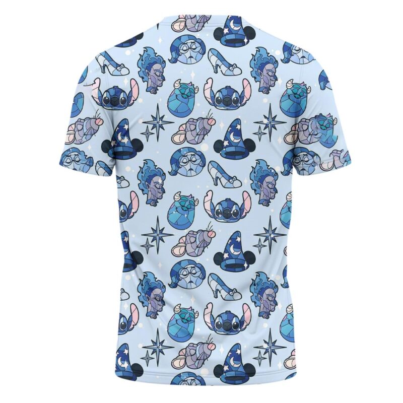 Blue Pattern Cartoon Characters T Shirt