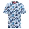 Blue Pattern Cartoon Characters T Shirt