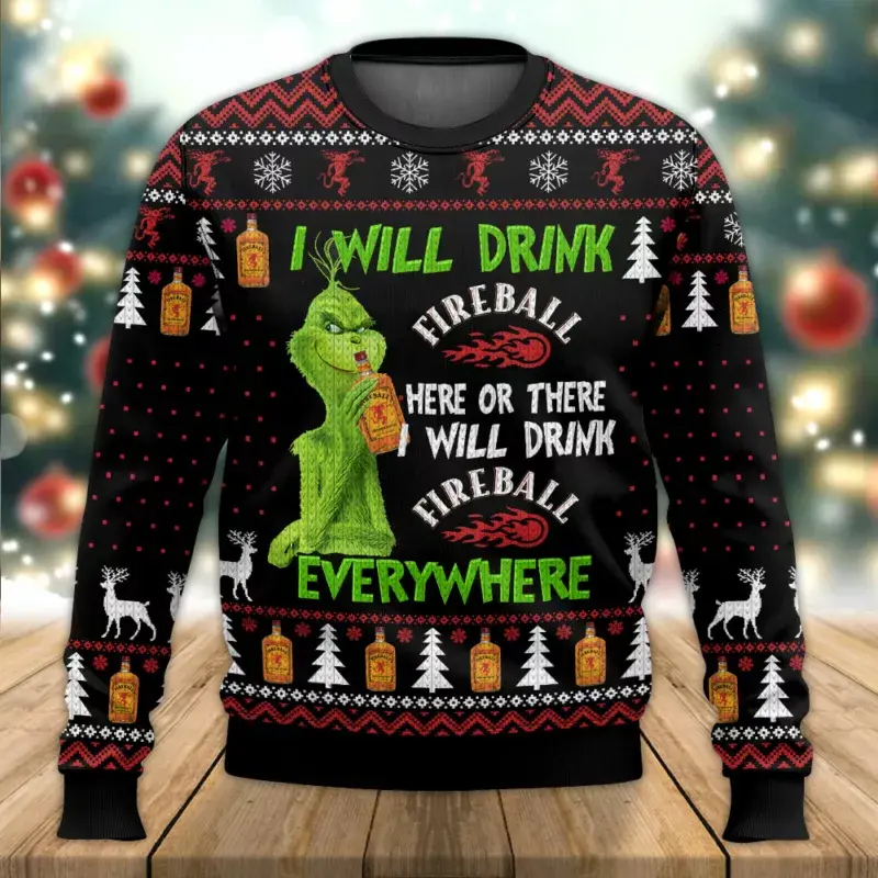 Grinch I Will Drink Tito's Everywhere Ugly Christmas Sweater